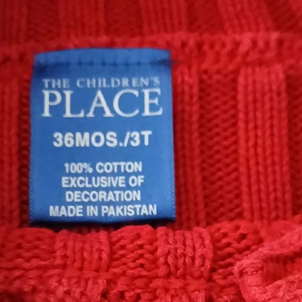 The Children's Place 100% Cotton Red Ribbed Knit Sweater 3T